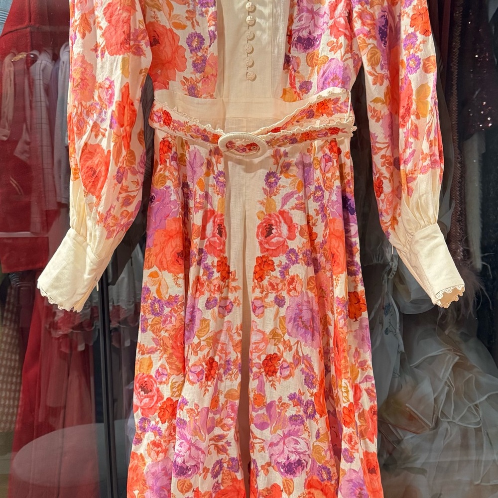 Raie floral linen midi dress